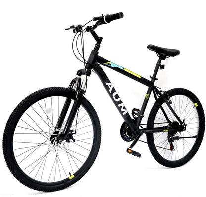 24 inch Wheel Mountain Bike, Mountain Bicycle Front Suspension Fork, Double Disc Brakes and Steel Frame, MTB Bicycle for Adult Men and Women