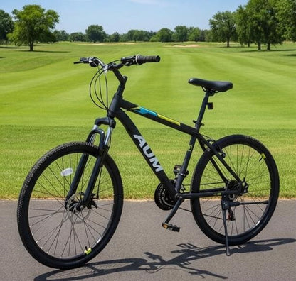26 inch Wheel Mountain Bike, 24 Speed Mountain Bicycle Front Suspension Fork, Double Disc Brakes and Steel Frame, MTB Bicycle for Adult Men and Women