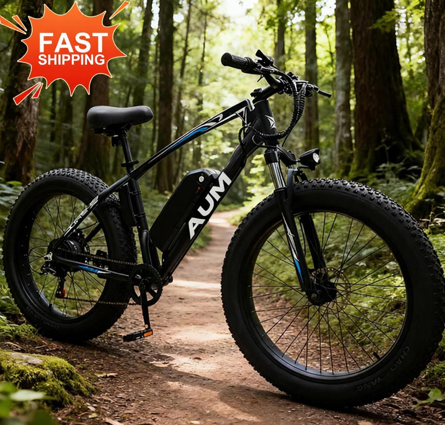 24 Inch Fat Tire Mountain Bike for Men and Women, High Carbon Steel Frame Beach and Snow Wide Tire Adult Bicycle, 7-Speed and Dual-Disc Brake MTB