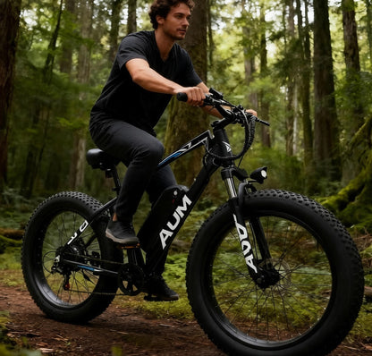 24 Inch Fat Tire Mountain Bike for Men and Women, High Carbon Steel Frame Beach and Snow Wide Tire Adult Bicycle, 7-Speed and Dual-Disc Brake MTB