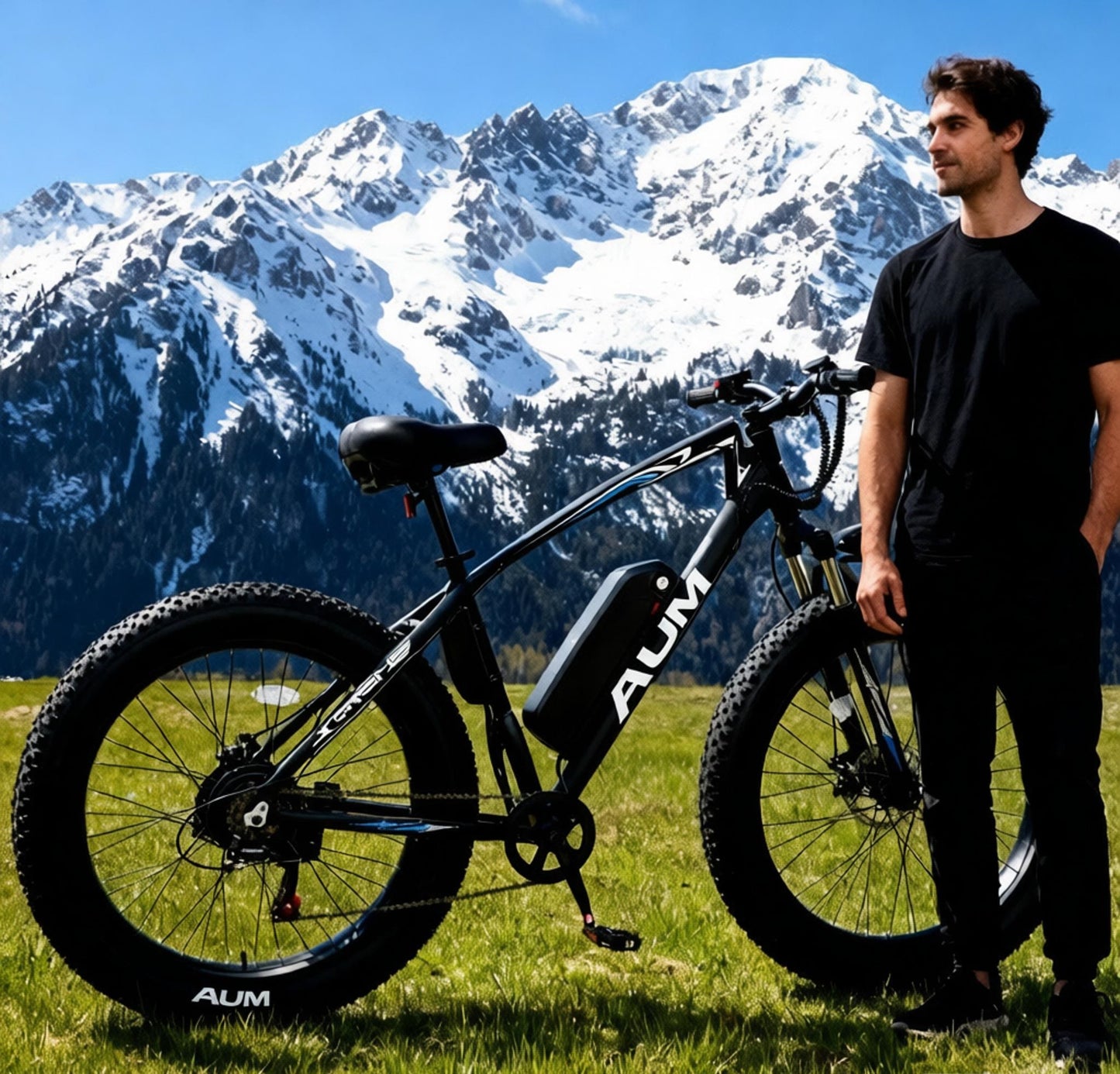 26 Inch Fat Tire Mountain Bike for Men and Women, High Carbon Steel Frame Beach and Snow Wide Tire Adult Bicycle, 7-Speed and Dual-Disc Brake MTB